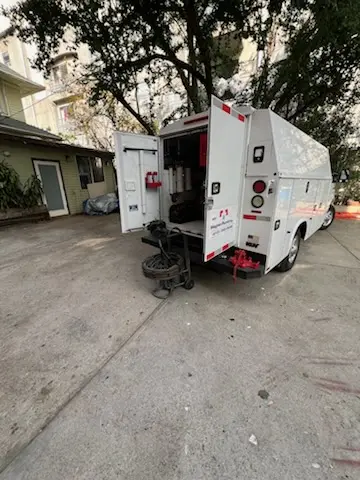 Magnet Plumbing service vehicle on-site for Sewer Line Repair in Waynesville